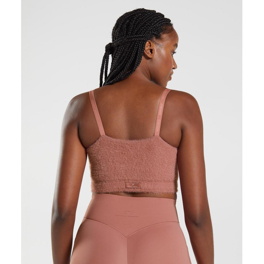 Gymshark Whitney Eyelash Knit Bandeau Canyon Red B4a4z Rblp