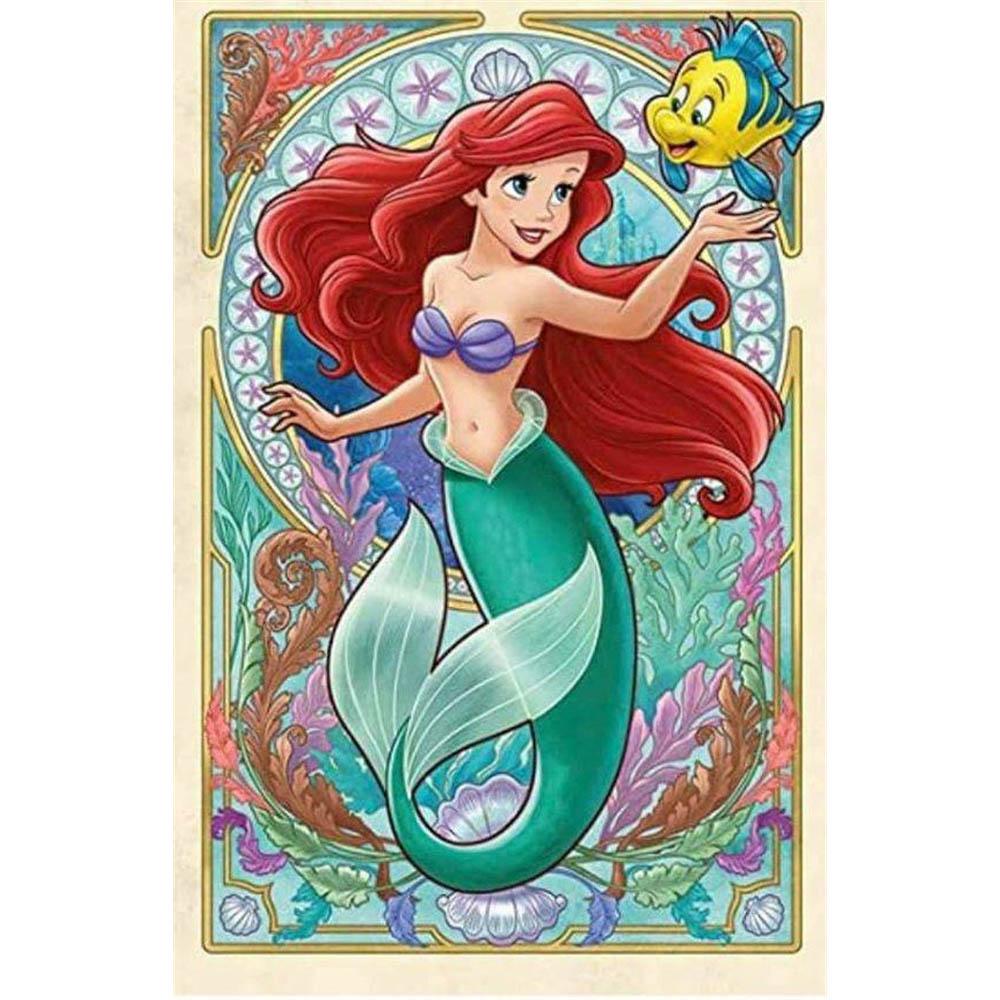 Mermaid Disney Ariel Cartoon Drill Hanging Element Puzzle Sale Stitch Mosaic 5d Art Diamond Painting Handcraft Gift Big Size
