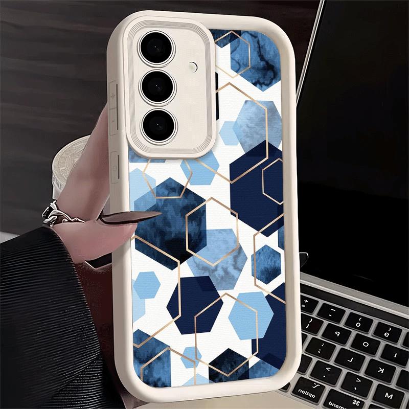 Phone Case for Samsung Galaxy S26 S25 Ultra S24 FE Geometric Marble Pattern Shell S23 Plus S22 + S21 S20 5G Soft Silicone Funda
