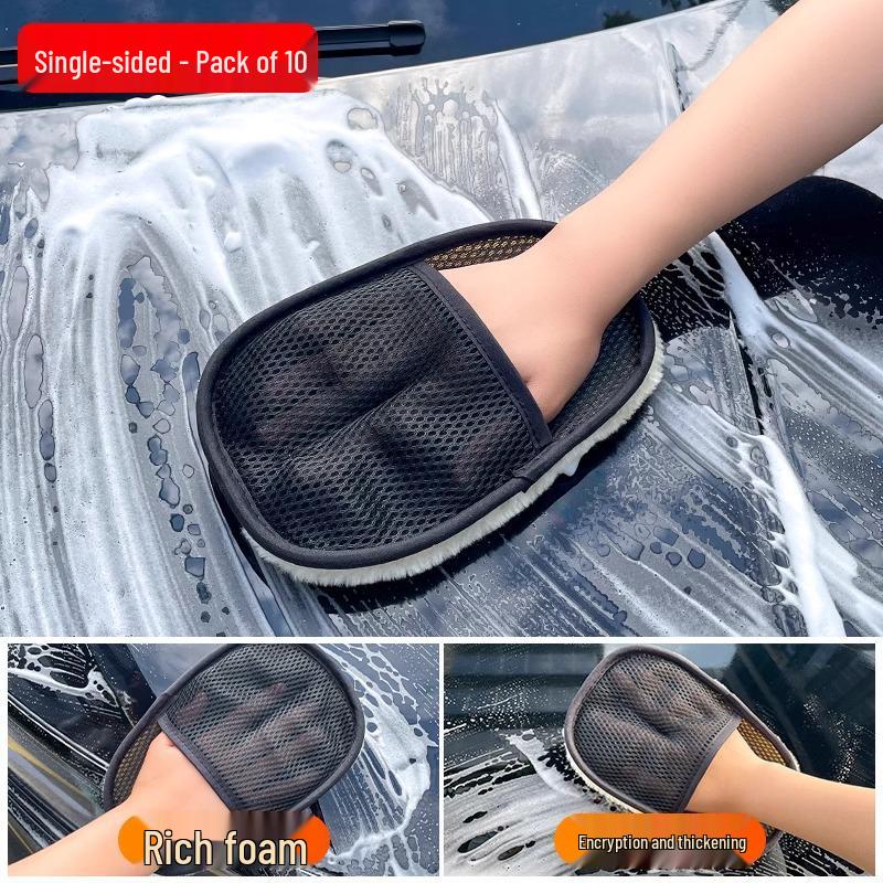 

Plush Wool Chenille Car Wash Gloves - Bear Paw Design, Safe for Paint, Ideal for Washing and Waxing