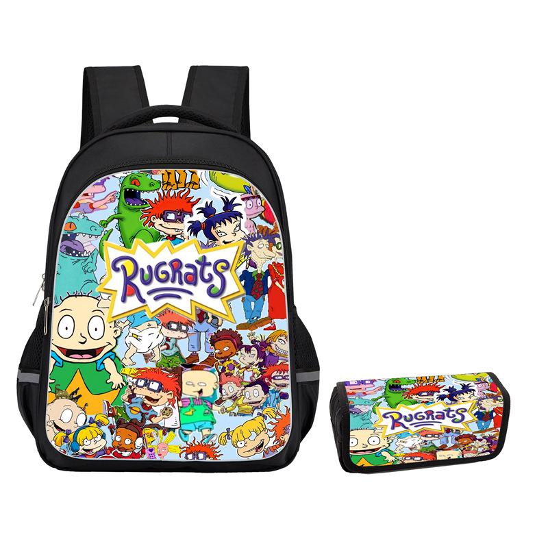 Rugrats High Definition Printing Oxford Leisure Spine Care Burden Reduction Storage Box Pencil Case Large Capacity Schoolbag