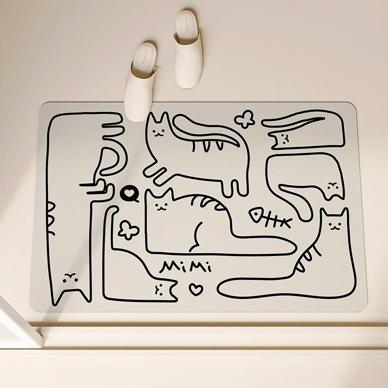 Cartoon Bathroom Non-Slip Floor Mat, Anti-Drop Diatom Mud Floor Mat, Quick-Drying Toilet Door Foot Pad, Diatom Mud