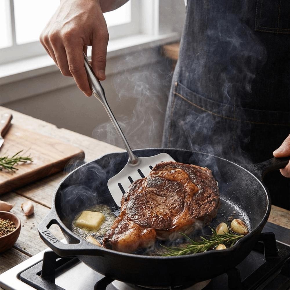 Non-Scratch Steak Turner Stainless Steel Egg Pan Scoop Flipping Spatula  Outdoor Cooking