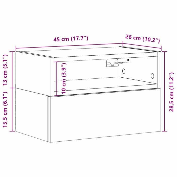 VidaXL Table de chevet murale chêne sonoma 45x26x28,5 cm, armoire de chevet flottante, armoire de chevet suspendue, unité de 858600