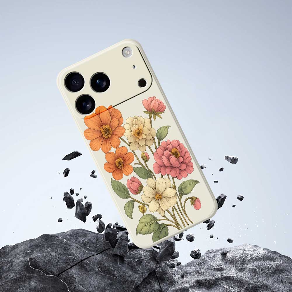 For iPhone 17 Pro Max Case Beautiful Flowers Pattern Printing Straight Edge TPU Phone Back Cover