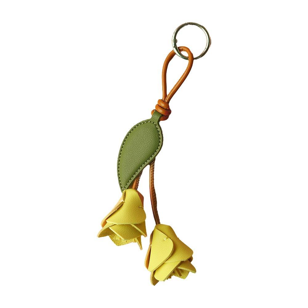 Lightweight Flower Bag Charm PU Leather Tulip Keychain Elegant Tulip Bag Charm  Gift Giving