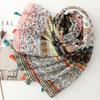 Women Viscose Scarf Summer Beach Shawl Cotton Linen Feeling Tassel Bohemian Style Floral Pashmina Muslim Hijab Wrap Lady