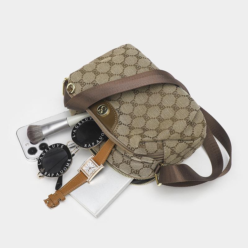 Summer New Style Fashionable Simple Niche Design Commuter Versatile One Shoulder Hand Held Retro Printed Women's Crossbody Bag