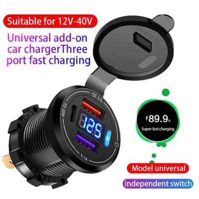 2er-Pack 3-Port PD Schnelllade-Autosteckdose mit Spannungsmonitor (12V–40V Universal)