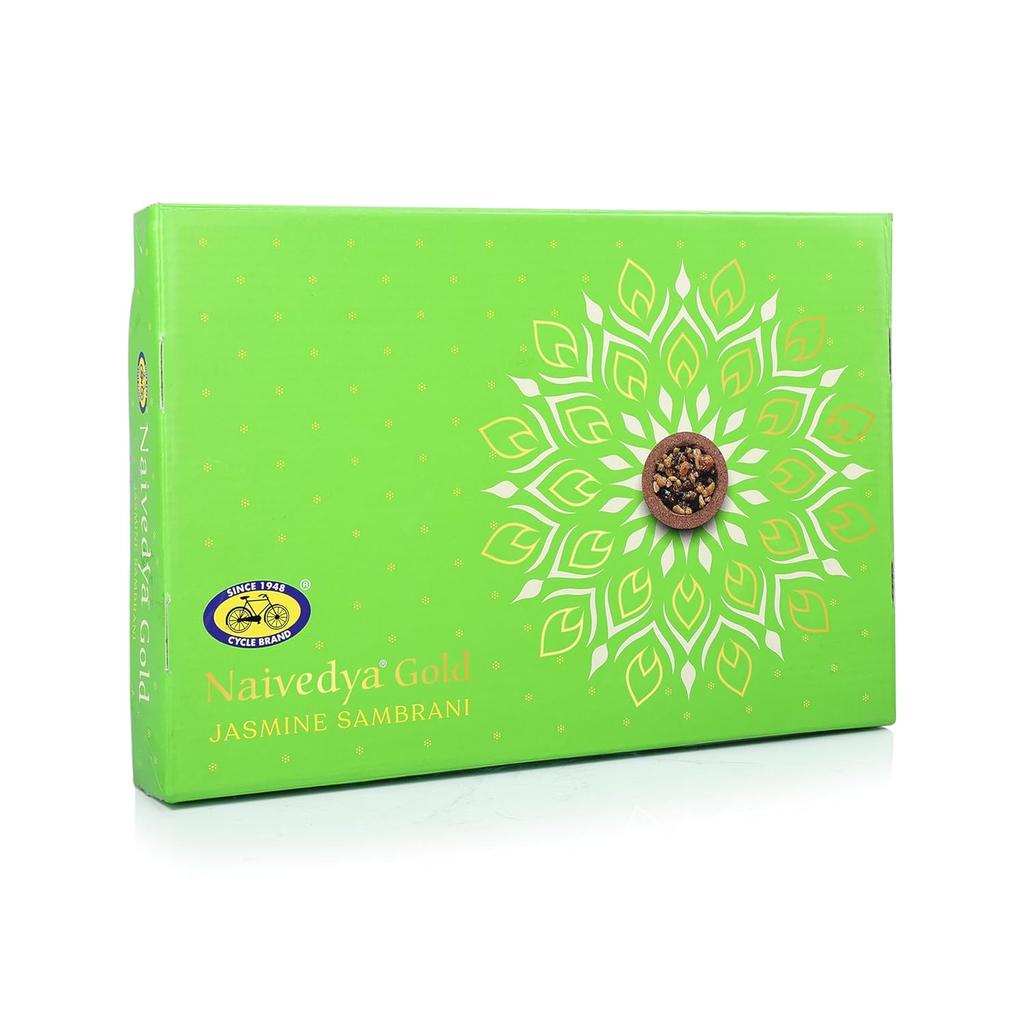 Cycle Pure Naivedya Gold Jasmine Sambrani Dhoop Cups Pack of 2 18 Pcs Charcoal-Free Havan Rituals
