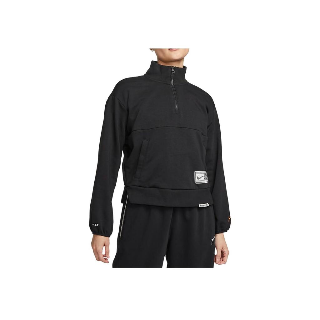 Nike Dri-Fit Swoosh Fly Digital Print Half-Zip Sweatshirt Women Tops Black DX0562-010