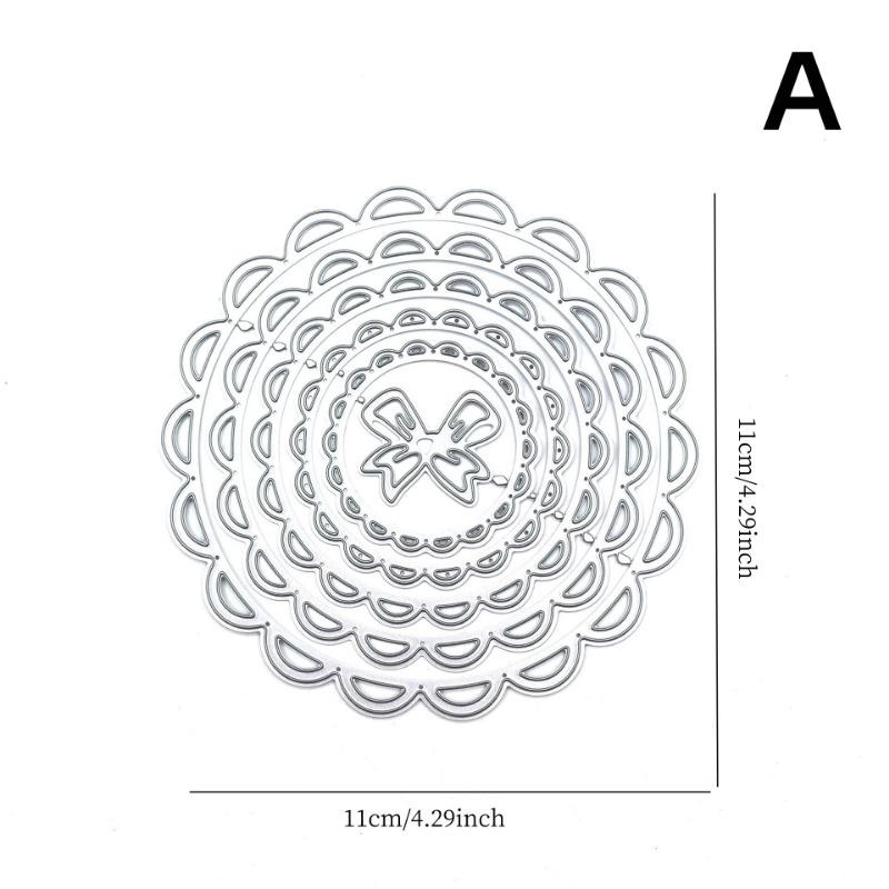 Multilayer Circular Pentagram Scrapbooking DIY Cutting Dies Carbon Steel Embossing Pattern Cutting Die Geometric Pattern Bow