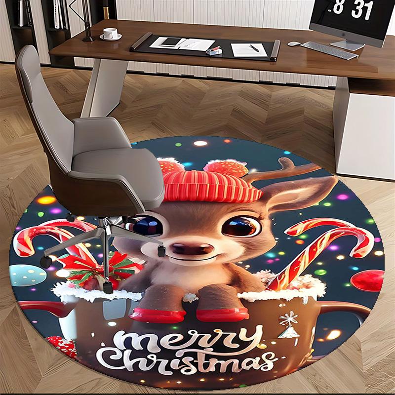 1pc Christmas Deer Chair Mat - Anime Cartoon Design, Non-Slip Carpet for Office Chairs, Home Decor, Living Room, Bedroom, Game Room & Dormitory.Z015