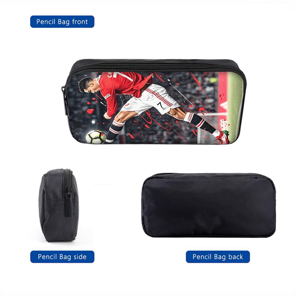 3pcs Football Flame Print Backpack Lightweight Daily Large Capacity School Bag Travel Bag with Shoulder Bag Pencil Bag Gift