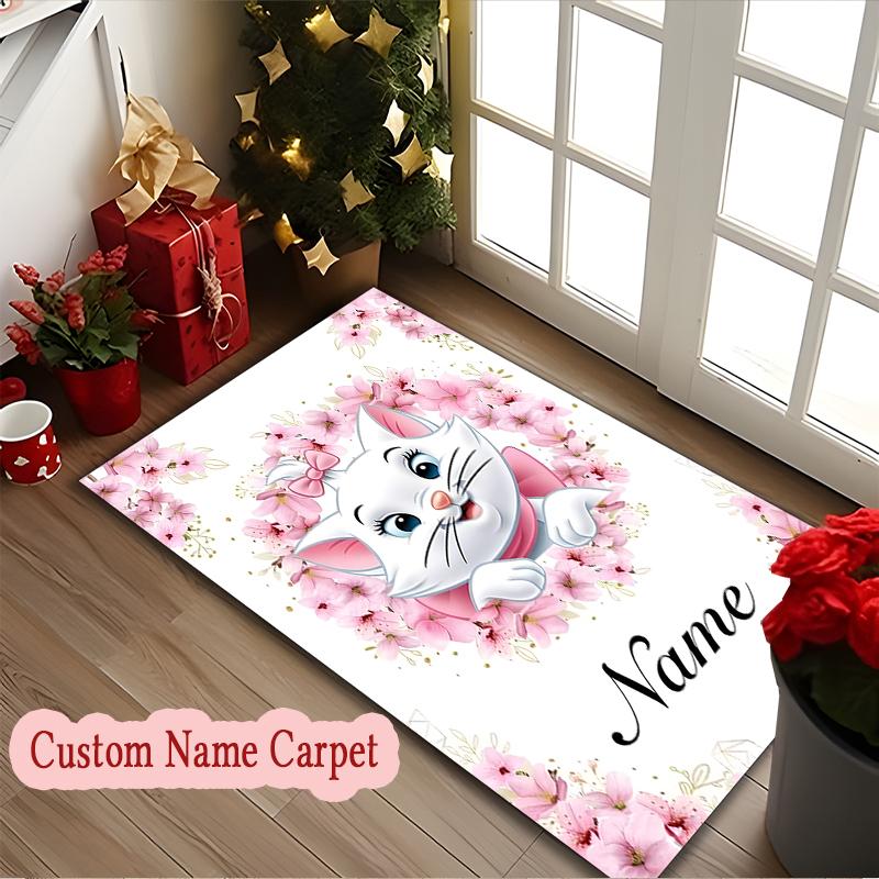 [Custom Name Rug] Marie Cat Wonderland Carpet for Room Floor Mat, Cozy Office Hotel Chair Print Area Rug