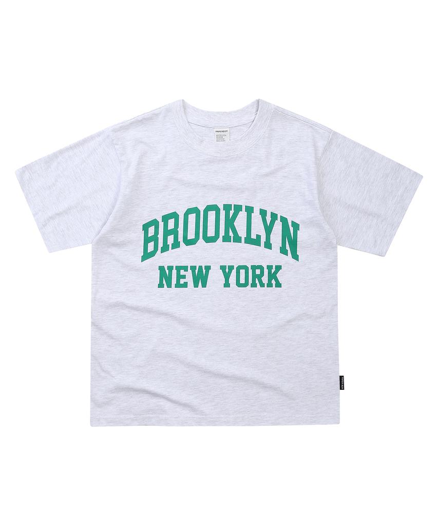 PAPERBOY Brooklyn New York Short Sleeve T-Shirt - White Melange