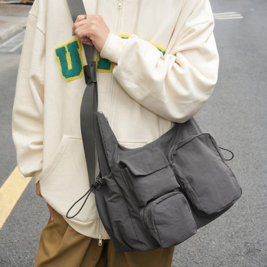 Shoulder Bag Unisex Nylon Multi Pocket Large Capacity Daily Commute