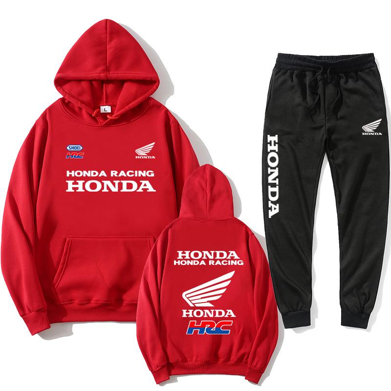 2026 Spring Summer men's sets motorcycle Honda racing print casual hooded sweatshirt sport shirt outdoor cycling clothing ahz256