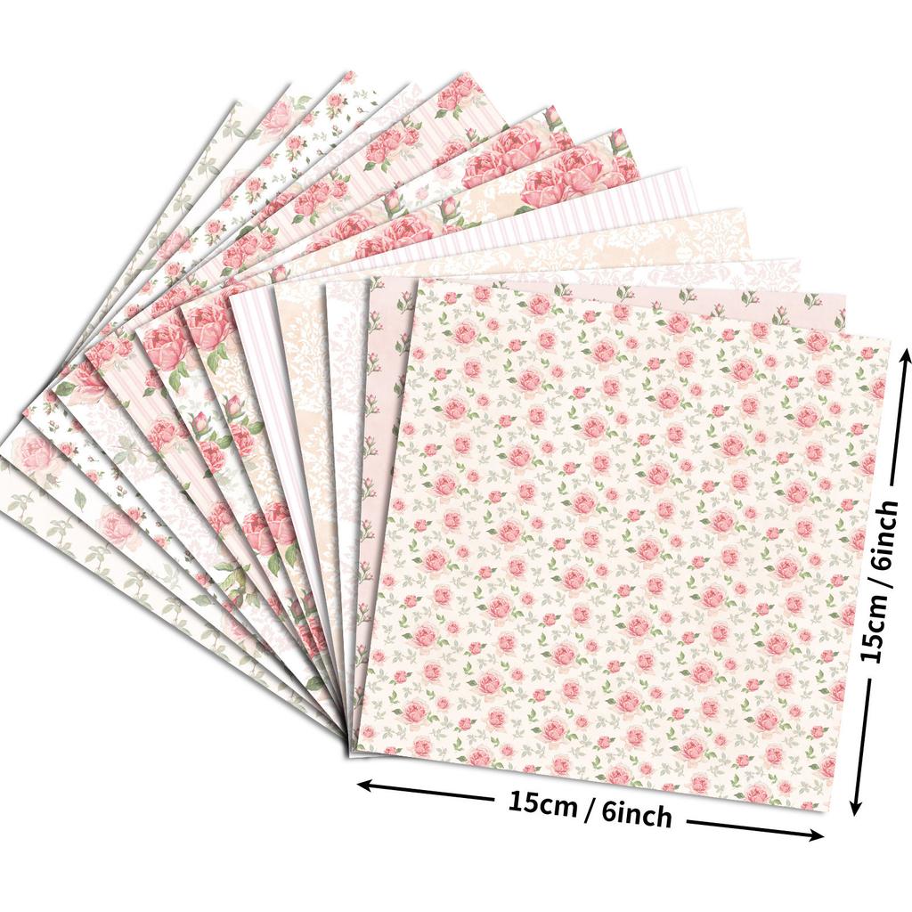 12 Packs, Toyo Pink Flower Morning Mist Garden Series Ins Flower Handbook Diy Valentine'S Day Bottom Handbook Material