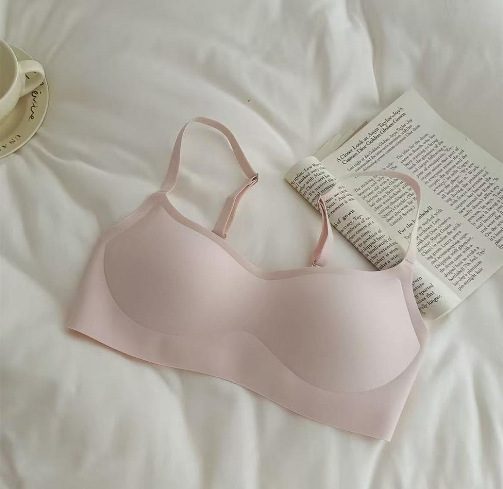 Xiaohongshu popular thin shoulder strap low neck foundation non-marking small chest gathering underwear women's no steel ring invisible bra cover