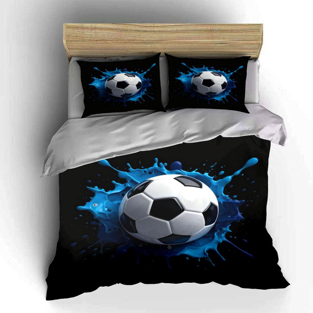 Dynamic Flying Football 3Pcs Bedding Set, Multiple Sizes Kid'S And Adults' Bedroom Exquisite 3Pc Bedding Set, Gift