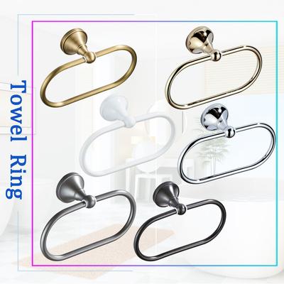 Bathroom Towel Ring Antique Gold White Grey Chrome Brushed Black Wall Mounted Brass Lavatory Oval Towel Holder Ring Rack  Hanger