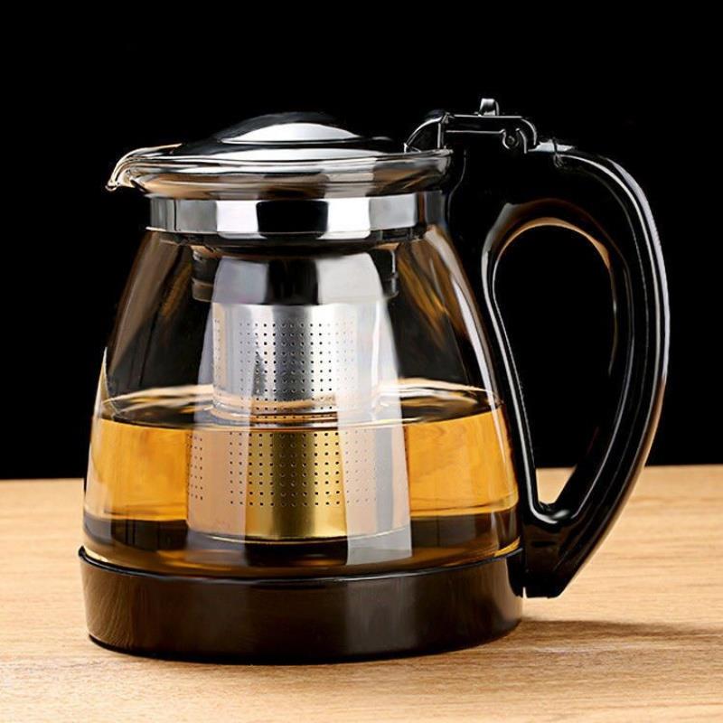 High-Temperature Resistant Tea Kettle with Thickened Glass, Stainless Steel Filter, and Large Capacity