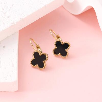 Four Leaf Clover Earring Clasp 13m Four-Leaf Clover Earrings 8K Not Lose Color Ladies Titanium Steel Earrings