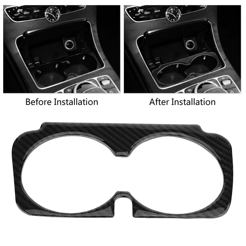 Carbon Fiber Car Cup Holder Trim Sticker for Mercedes Benz C Class W205 C180 GLC Classic Style