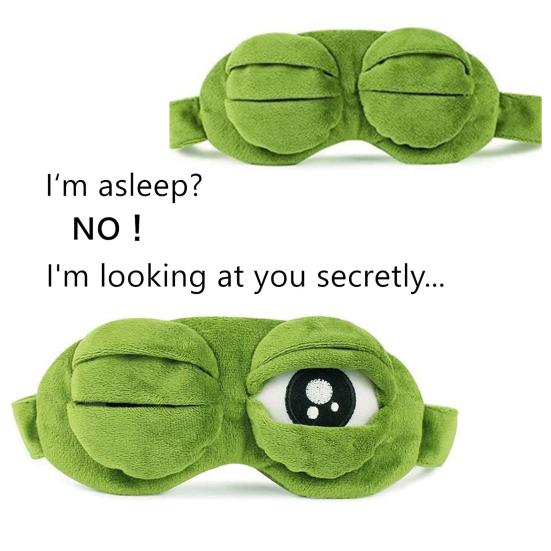 Funny Sad Frog Eye Mask Soft Plush Frog Blindfold Light-Blocking Breathable Sleep Mask for Travel Office Home Novelty
