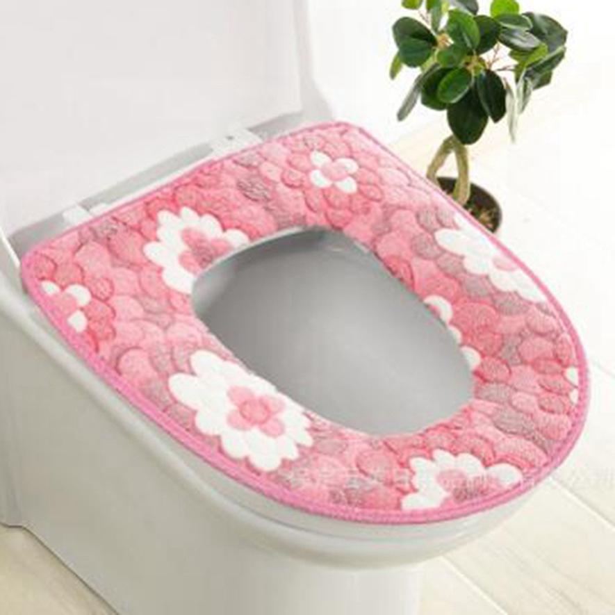 Toilettensitzbezug aus Korallensamt mit großem Blumenmuster - Wasserdicht, Universelle Passform, Klettverschluss