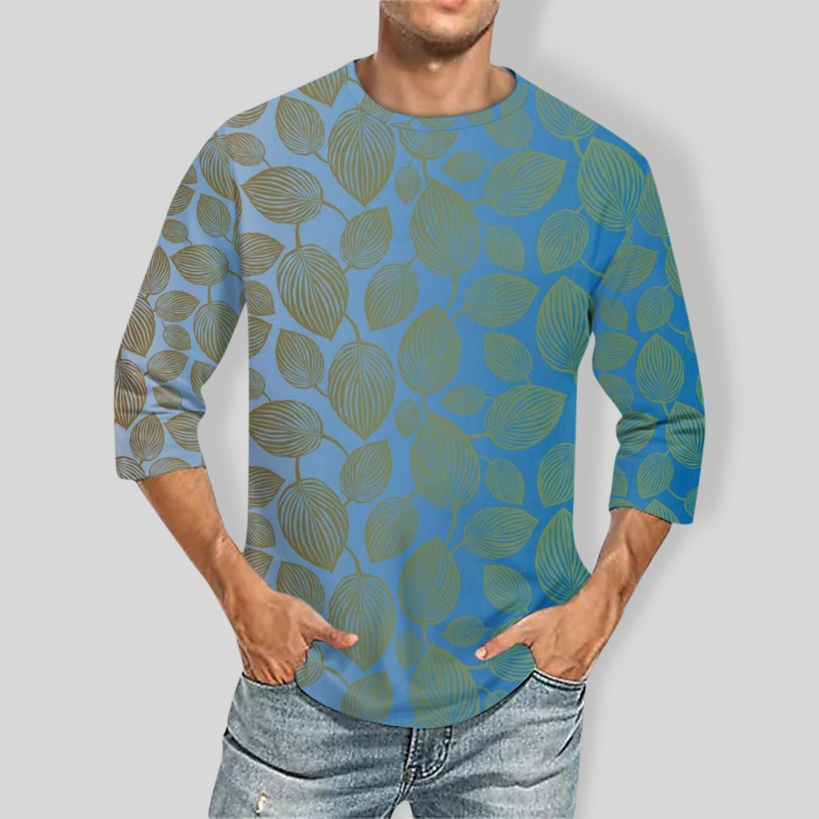 

Мужская повседневная модная футболка с круглым вырезом и рукавом три четверти S