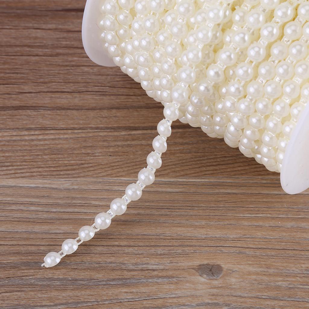 25MCelsiusRoll Double Cotton Line Imitation Half Round Pearls Beads Chain Garland for Wedding (white)