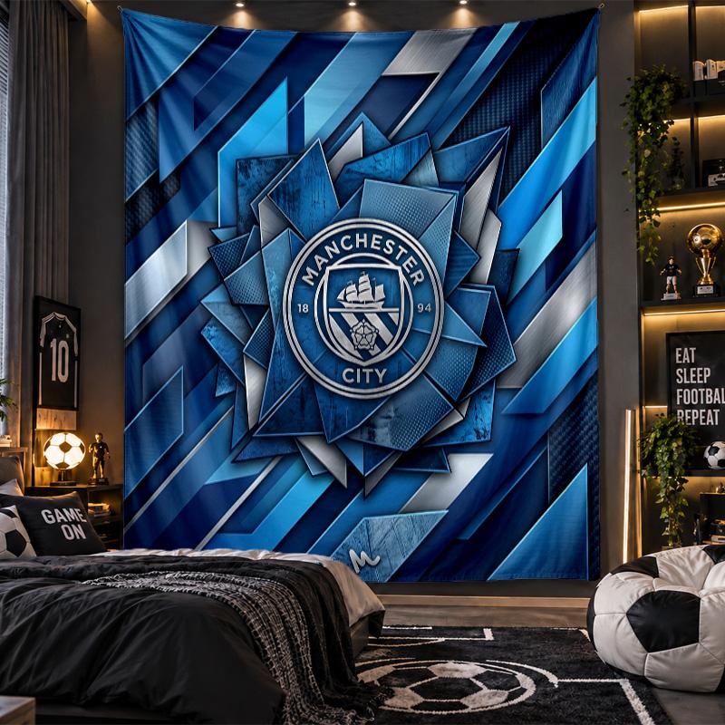 Wall Hanging Tapestry Manchester City Print Cloth for Living Room Bedroom Home Decor
