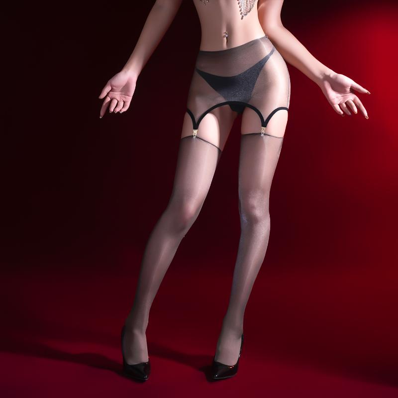 Women Sexy Stockings Wuth Split Wrap Hip Skirt Hollow Perspective High Elastic Transparent Tights Pantyhose Mesh Sockings