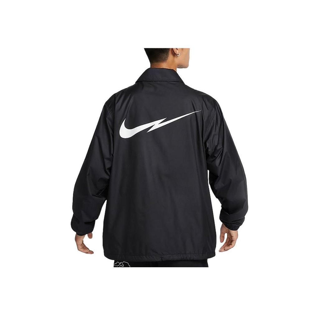 Nike FW24 Einfarbiges Polo Web-Sport Langarmjacke Herrenjacke Schwarz FZ0801-010