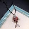 Retro Long Crystal Sweater Chain Women's Versatile Temperament Flower Pendant Necklace Fashion Ethnic Style Hanging Accessories