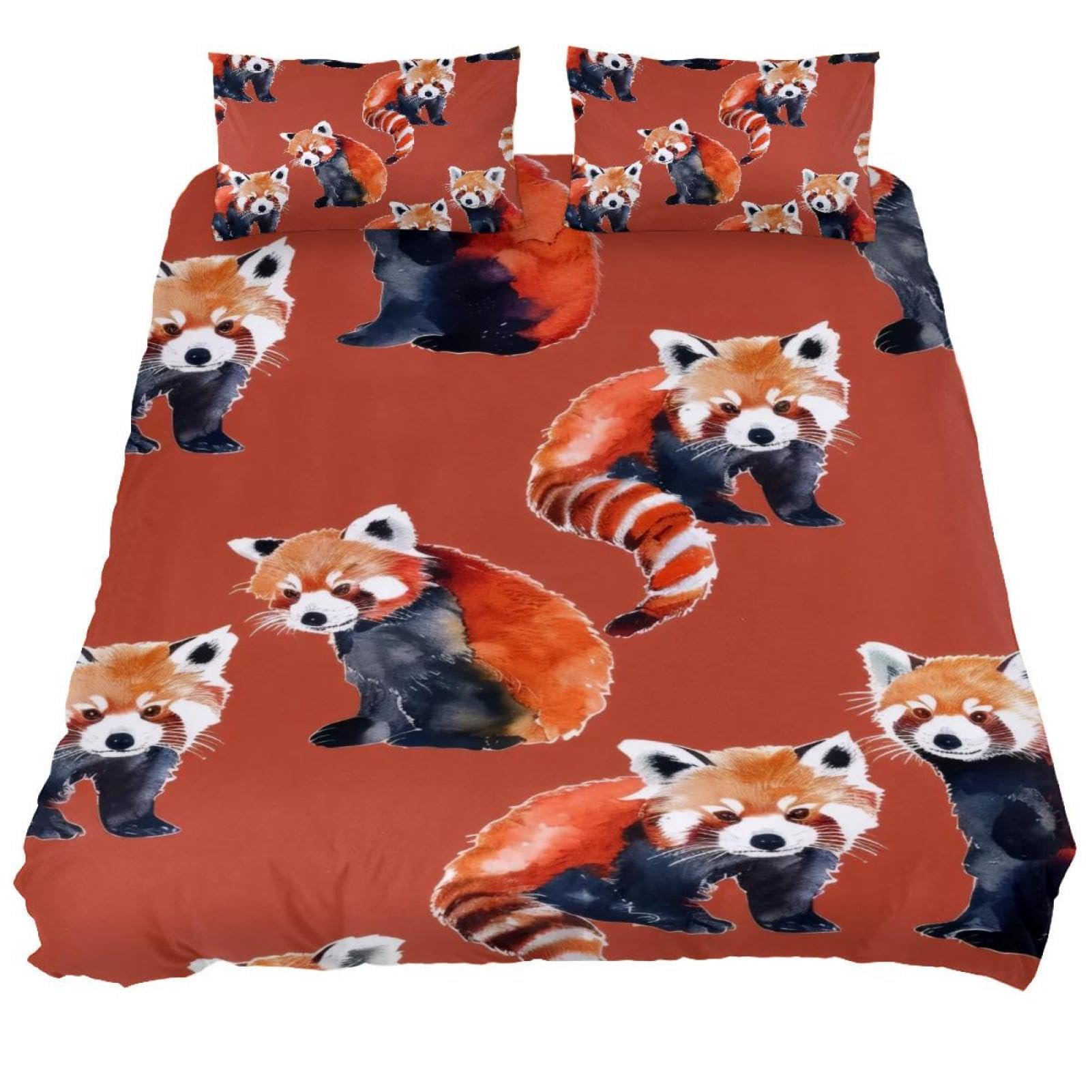 Kawaii Sarkanais Panda Gultasveļas Komplekti Karalienes