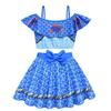 20496 2pcs/set Kids Girls Printed Blue Swimsuit Swimwear Top Skirt Sets