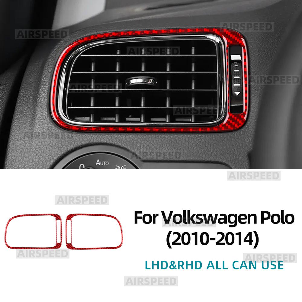 Real Soft Carbon Fiber Trim For Volkswagen VW Polo 2010 2011 2012 2013 2014 MK5 6R LHD RHD Car Center Console Air Outlet