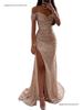 Europäisches & Amerikanisches One-Shoulder Pailletten-Schlitzkleid - Damen Freizeit Party Mode