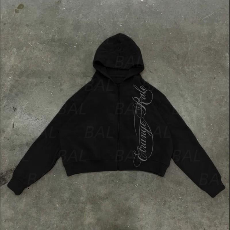 Y2K Briefdruck Hoodie Damen Lockerer Schnitt Streetwear Sweatshirt Winter Warm Lässiges Oberteil