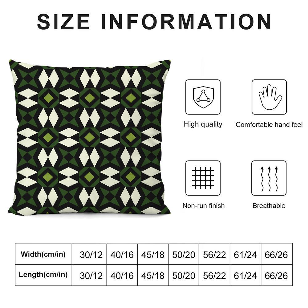 Dark Green Geometric Pattern Pillow Case 3D Print Polyester Fiber 45*45 Cm Home Sofa Throw Pillow Cover Decoration Festival Gift