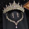 3 Piece Bridal Crown Jewelry Sets for Women Princess Tiaras Set Necklace Earrings Wedding Bride Jewelry Costume Accessories