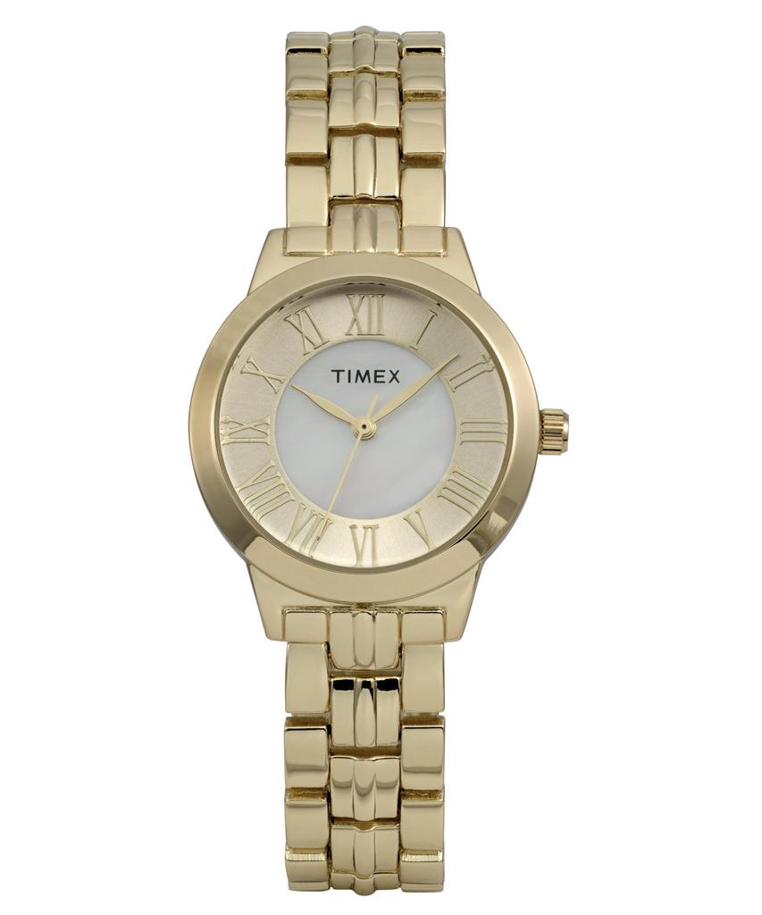 TIMEX Main Street TW2Y38600 women's watch, quartz, 3 ATM water resistant, mineral glass, gold dial