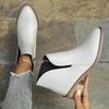 Plus Size Side Zipper Pointed Toe Chelsea Boots Fall New Square Heel Short Women's Boots Women's Women
