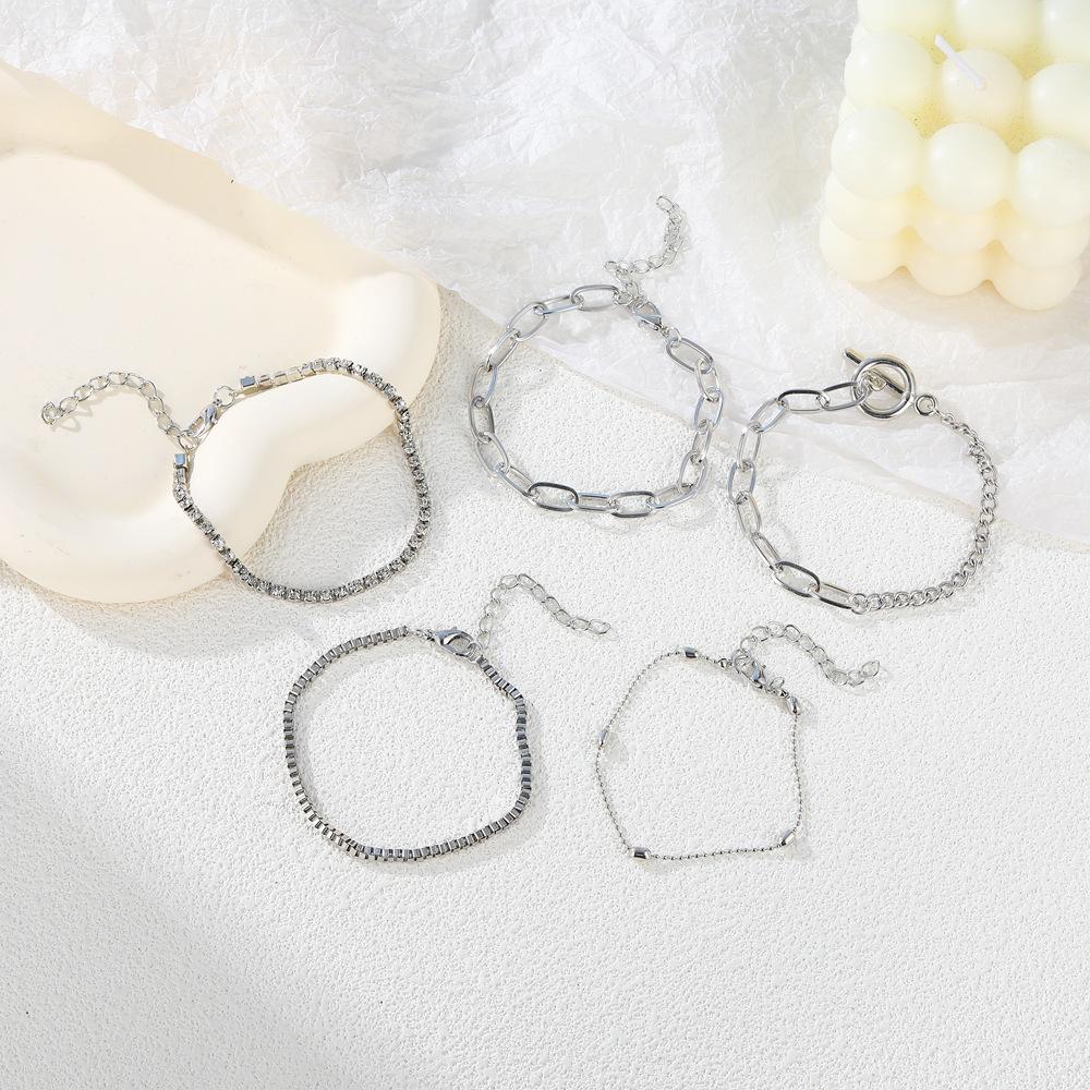 

New combination jewelry, stylish and simple point diamond adjustable 5-piece set bracelet