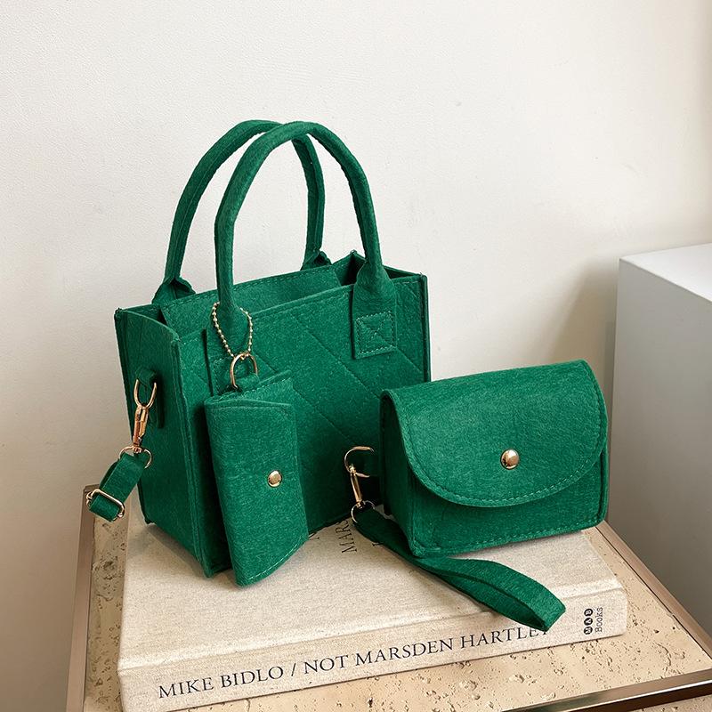 3pcs/set Embossed Women's Handbag Stylish Crossbody Bag Clutch and Wallet, Solid Color Square Shoulder Bag, Fabric for Daily Use