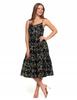 Women's Midi Dress with Straps and Ruffles, Stylish Classic, MORAJ XL PATT 1