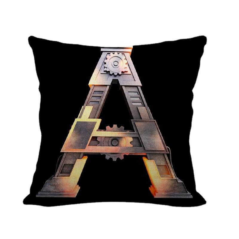 Science fiction style letters Digital printing short plush pillow covers for car sofa office cushion cover home goods